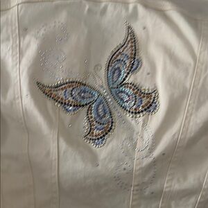 Embellished Cream Jacket with Butterfly Design